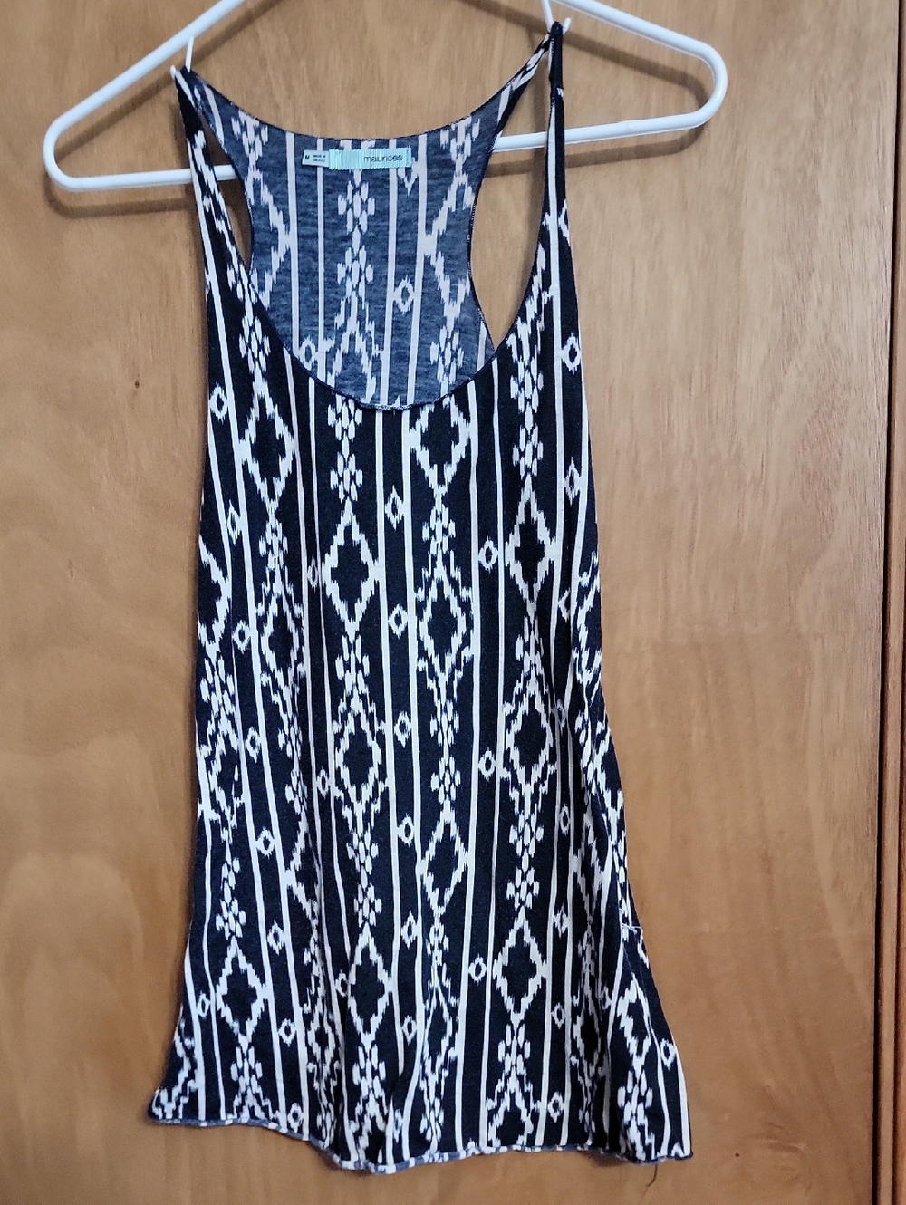 Maurices Black & White Geometric Racerback Tank